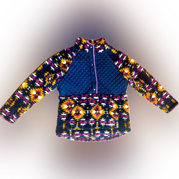EUC Simply Southern SZM half snap front pullover Aztec print w/quilting/Bust 43” - Picture 3 of 6